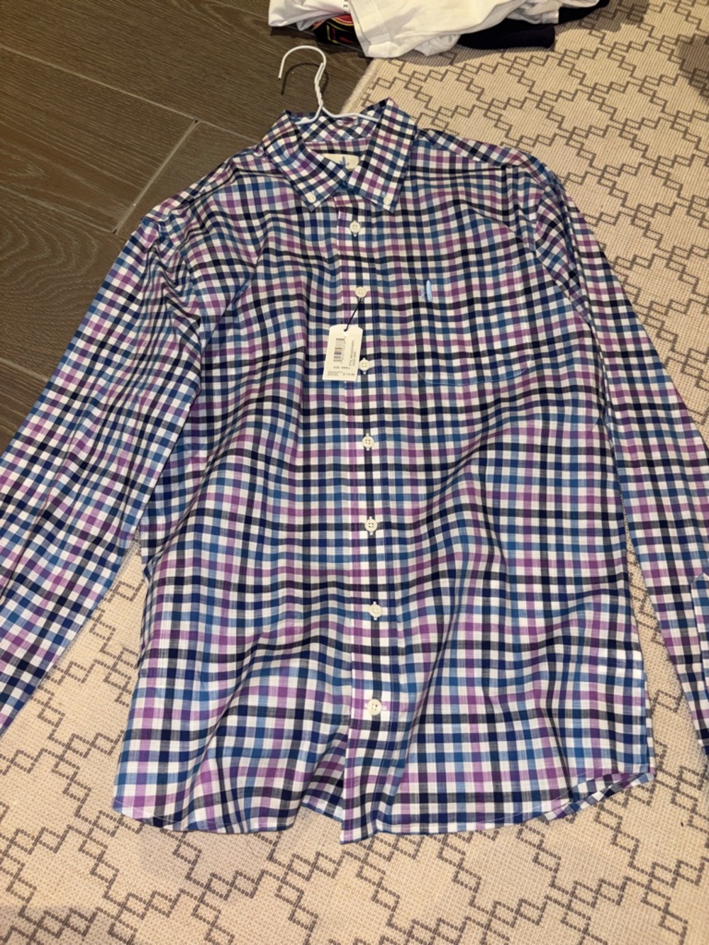 johnnie-O Blue and Purple Plaid Dress Shirt